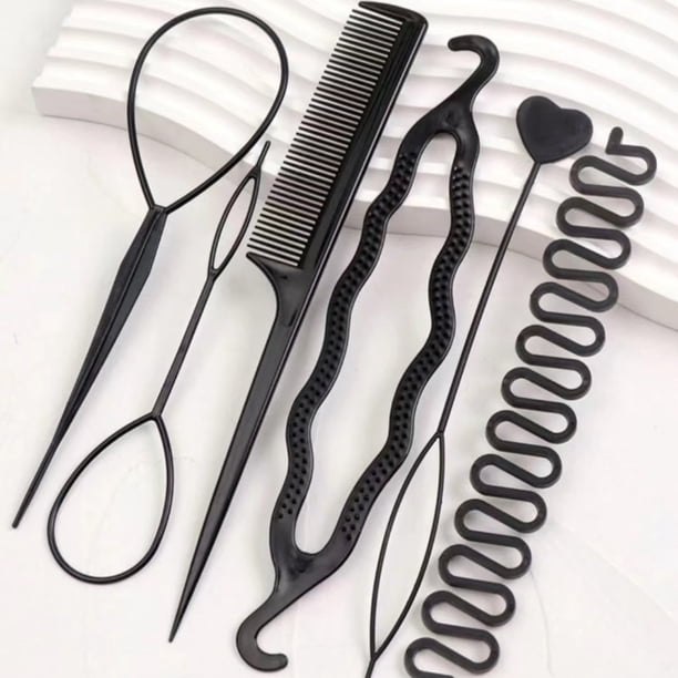 Puntoco Rizador de pelo para personas perezosas, herramienta de peinado, juego de seis piezas, agujas para tirar del pelo, peines para trenzas, accesorios para el cabello para mujeres