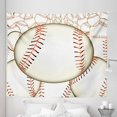 thumbnail image 1 of Sports Tapestry, Pattern of Baseball Balls Background Home Run Rules of the Game Success Score Print, Fabric Wall Hanging Decor for Bedroom Living Room Dorm, 5 Sizes, Cream Red, by Ambesonne, 1 of 1