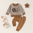 thumbnail image 2 of Towmus Football Baby Boy Clothes Striped Embroidery Long Sleeve Sweatshirt Jogger Pants 2Pcs Fall Winter Outfits, 2 of 8