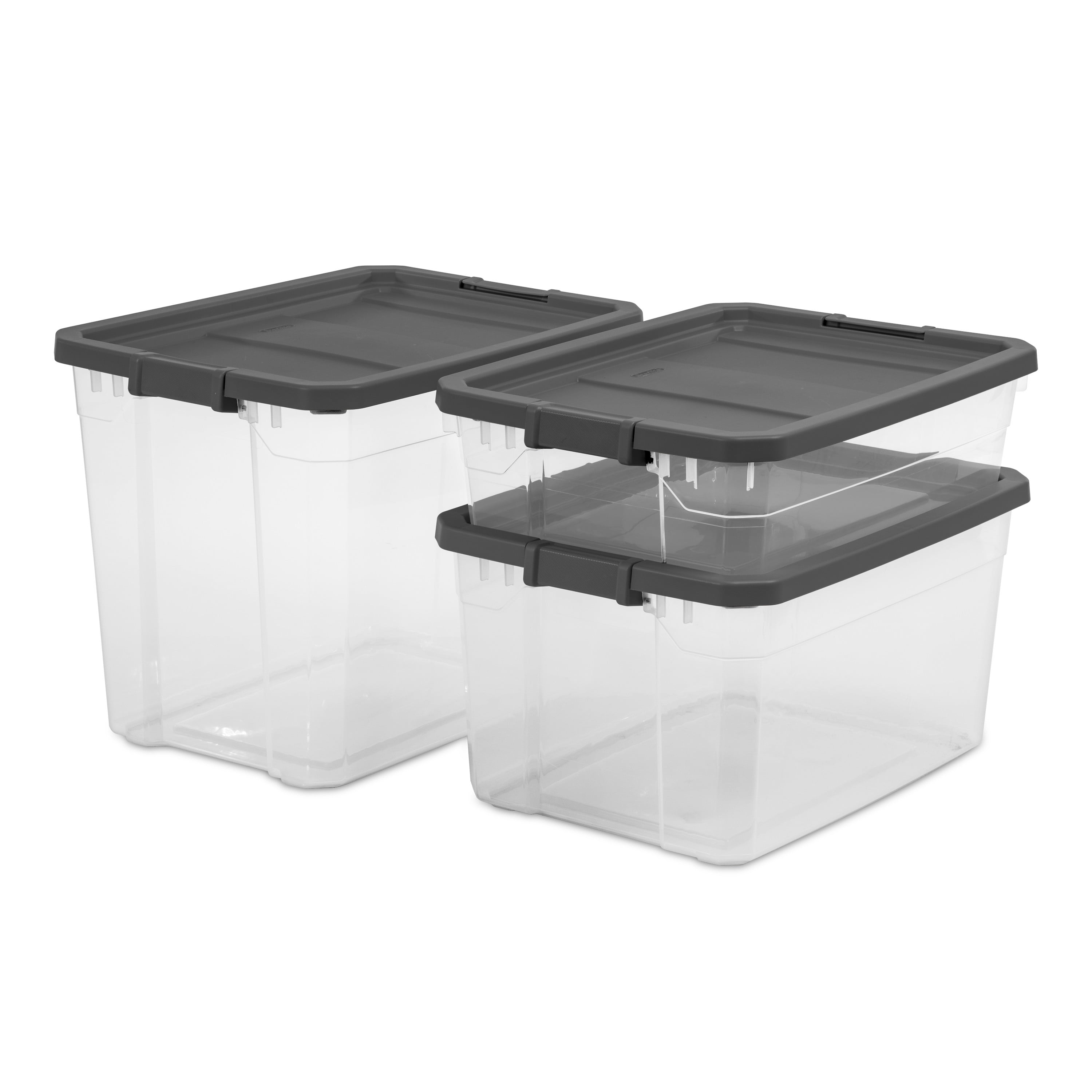 Sterilite 16 Qt Clear Plastic Stacking Storage Containers with Gray Lid (6  Pack), 6pk - Harris Teeter