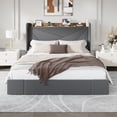 thumbnail image 5 of Amolife Full Size Storage Bed Frame with Charging Station & 3 Drawers, Velvet Platform Bed with Upholstered Wingback Headboard, Gray, 5 of 14