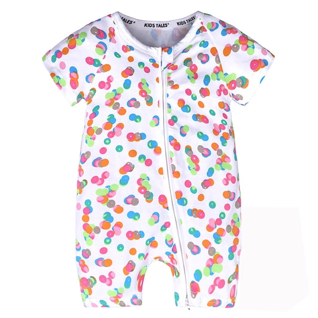COM1950s Combinaison à Manches Courtes, Combinaison à Manches Courtes Imprimée de Printemps pour Bébé, Grenouillère Fine