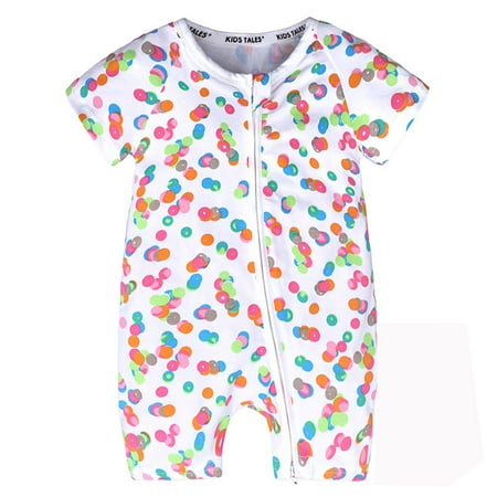 

Hrsba Little Boys One Piece Romper Printed Short Sleeves Jumpsuit for Toddlers White 9-12M