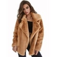 thumbnail image 6 of Women Winter Coats Lapel Faux Fur Jackets Open Front Mid-Long Cardigan Coat Casual Warm Winter Outwear Jackets Brown S, 6 of 8