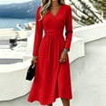 thumbnail image 3 of Womens Summer Casual Midi Maxi Dresses Spring Fall Plus Size V Neck Flowy a Line Dress Elegant Formal Wrap Dress, 3 of 3