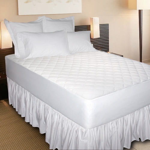 Newpoint 300 Thread Count Cotton Jacquard California King Mattress Pad, White