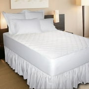 Newpoint 300-Thread Count Cotton Jacquard Mattress Pad, Full, White