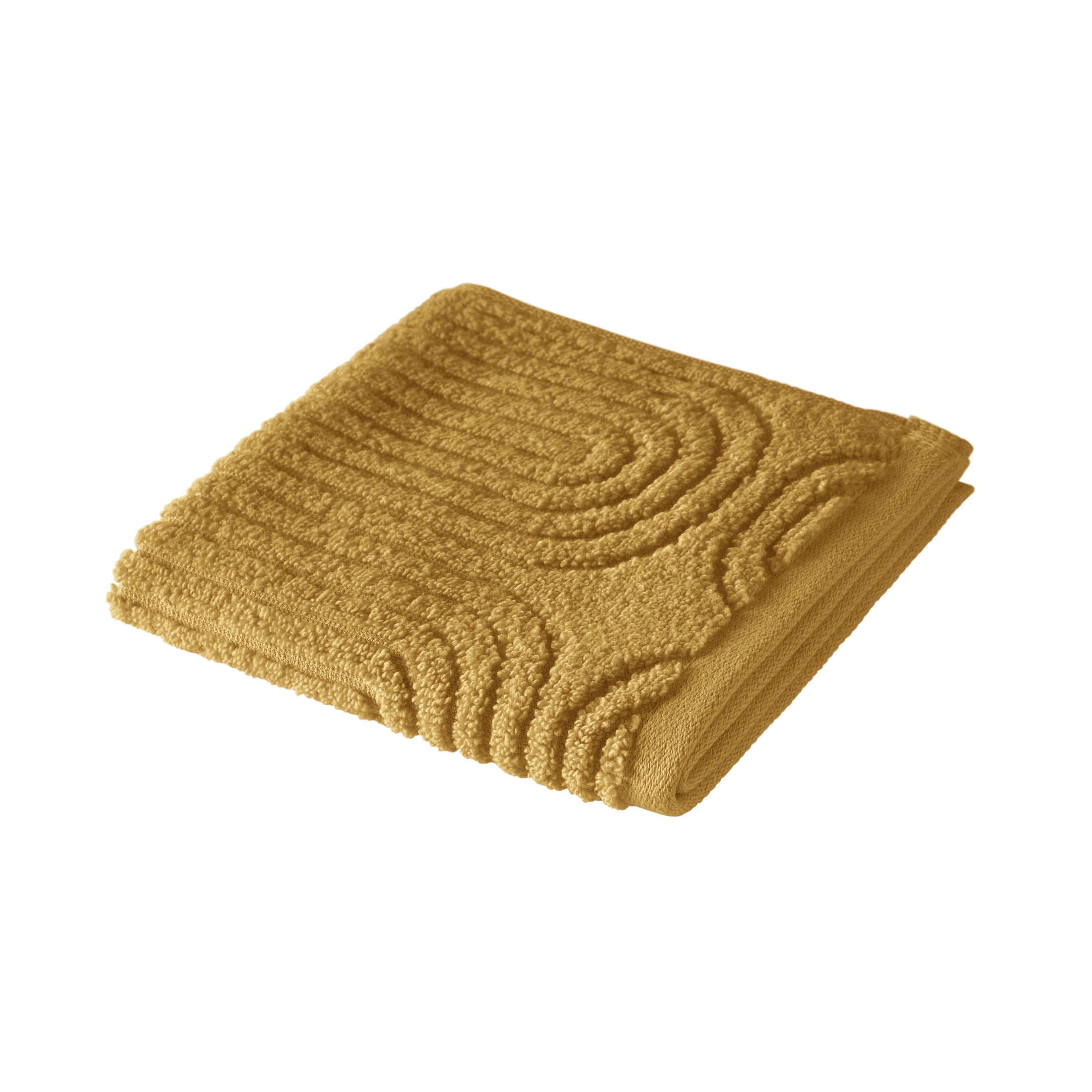 Beautiful by Drew Barrymore Textured Washcloth, Soft 100% Cotton, Amber Yellow