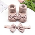 thumbnail image 4 of OSOLU Children Kids Socks Soft Bottom Toddler Shoes Socks Bowkot Princess Socks Floor Socks 1PC Socks + 1PC Bow Hairband Soft Footwear, 6 Months, 4 of 6