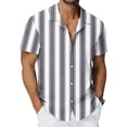 thumbnail image 3 of Eltusu Men's Hawaiian Shirts, Striped Holiday Summer Short Sleeve Beach Shirts Dark Gray Size 2XL, 3 of 5