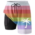 thumbnail image 2 of ibiyuan Men Swim Trunks Long with Compression Liner Quick-Dry Mens Bathing Suit 2 In 1 Beach Shorts Zipper Pockets Comfortable Colorful Beach Swimwear,Orange-b, 2 of 4