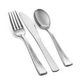 thumbnail image 4 of 350 Piece Silver Dinnerware Set - 100 Silver Lace Design Plastic Plates - 50 Silver Plastic Silverware - 50 Silver Cups - 50 Linen Like Silver Napkins, 50 Guest Disposable Silver Dinnerware Set, 4 of 6
