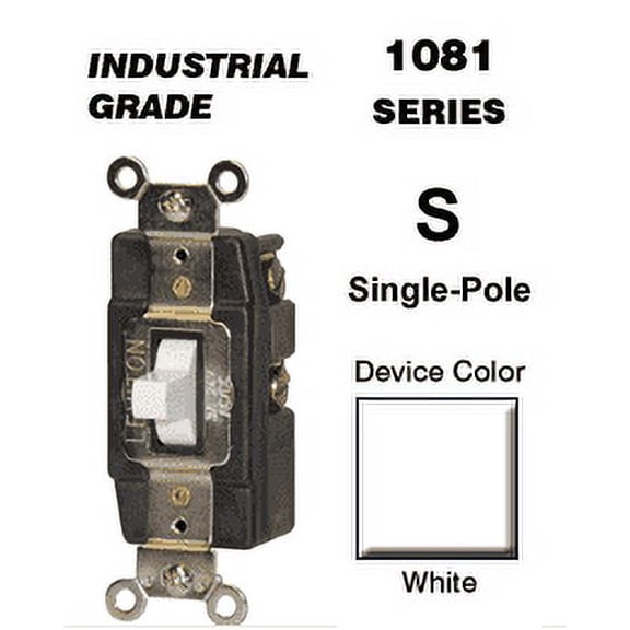 Leviton 1081-W 3 Amp Toggle Double-Throw Ctr-OFF Momentary Contact AC Switch - White