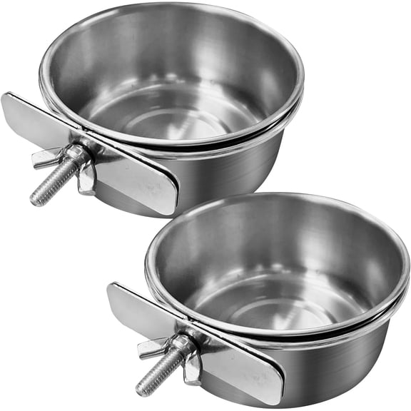 Bird Feeding & Water Cups - Clamp-On Coop Bowls for Parrot Parakeet African Greys Conure Cockatiels Lovebird Budgie Chinchilla(LR 2 PCS)