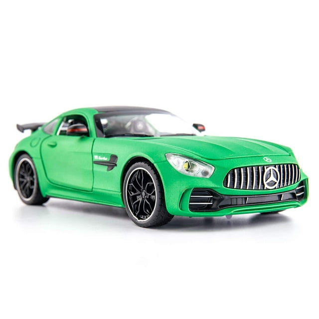 Bdtctk 1/24 Benz Amg Gtr Coches de Juguete Modelo de Coche Coche de Juguete de aleación de Zinc con Sonido y luz para niños, niños, niñas, Regalo (Verde)