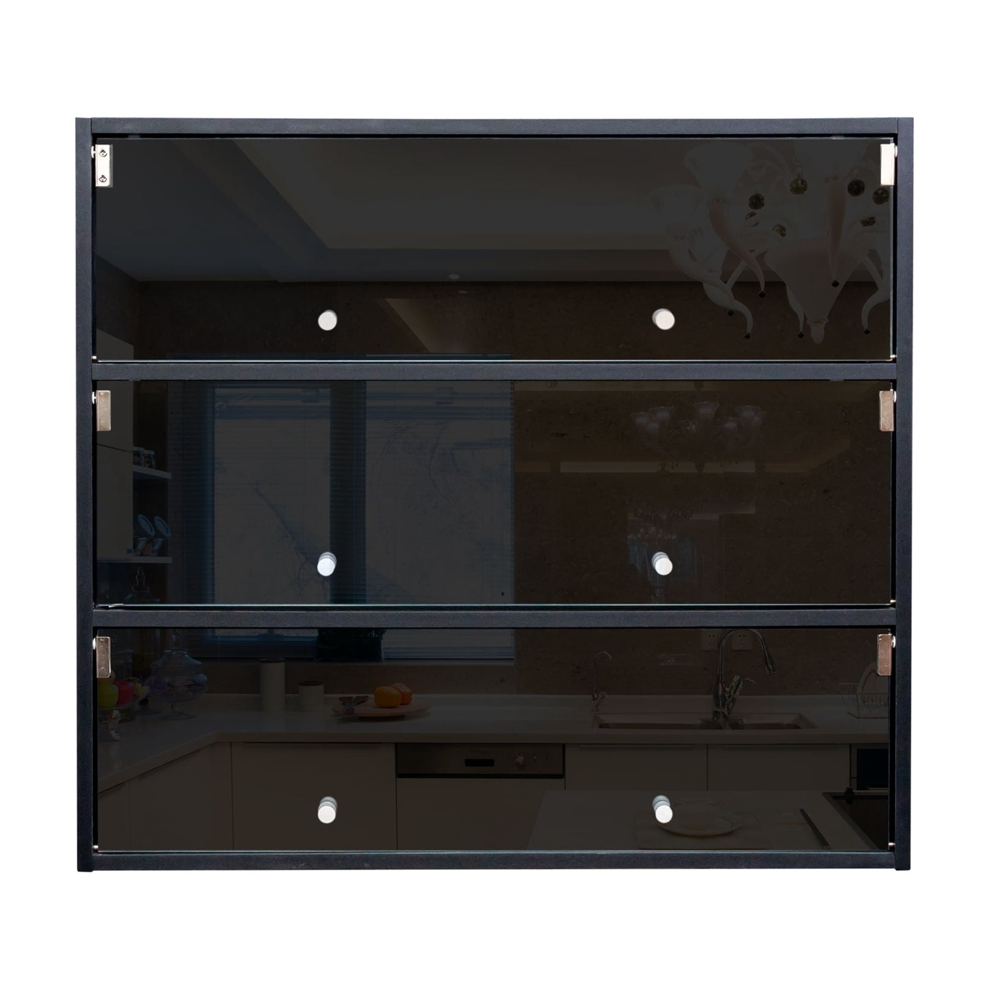Mintazer 3 Tier Modern Shoe Storage Cabinet with LED Lights & Glass Door, Stackable Shoe Storage Box for Entryway, Black
