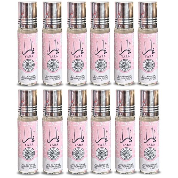 Perfume Lattafa Yara Roll-On, aceite de perfume, 10 ml (paquete de 12)
