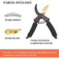 thumbnail image 2 of Professional Pruning Shears with Premium Titanium Blades and EVA Handles, with Replacement Blade and Spring, Bypass Pruner, 2 of 4