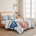 thumbnail image 5 of Twin Quilt Set 68''x86'', Teal Blue Brown Starfish Coastal Lightweight Bedspread Coverlet Set with 2 Pillow Shams, Summer Beach Nautical Coral Sea Breathable All Season Quilt Bedding for Dorm/Bedroom, 5 of 9