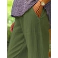 thumbnail image 3 of Frontwalk Cotton Casual Pants for Women Elastic Waist Wide Leg Pants Comfy Straight Leg Pants Army Green XL, 3 of 5