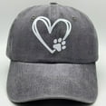 thumbnail image 4 of 2025 Unisex Baseball Cap Spring Autumn Heart Dog Paw Print Washed Style Outdoor Sun Protection Visor Cap, 4 of 5