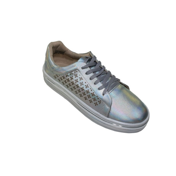 TENIS PLATAFORMA CASUAL LEON MUJER PLATA NAPA LASER 7246 LEON 7246p