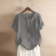 thumbnail image 2 of Women's Plus Size Linen Tunic Top Casual Boho Blouse Loose Fit Breathable Comfortable Summer T-Shirt, 2 of 2