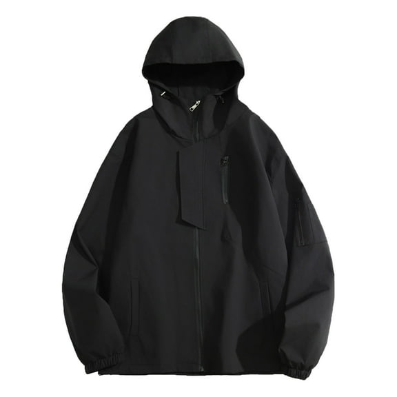 Fengqque Men's Outdoor Waterproof Jacket Lightweight Windproof Rainproof Outdoor Jacket Sports Windbreaker Suit Hooded Coat Youth Sports Long Windbreaker Middle-aged Business Jacket