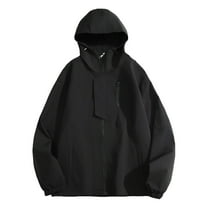 Fengqque Men's Outdoor Waterproof Jacket Lightweight Windproof Rainproof Outdoor Jacket Sports Windbreaker Suit Hooded Coat Youth Sports Long Windbreaker Middle-aged Business Jacket