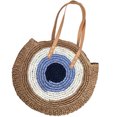 thumbnail image 4 of Shoulder Bag Straw Fashion Patchwork Weaving Vacation Patchwork Handbag Large Capacity Summer Vacation Tote Shopping Trendy Female Hand Purse Coffee, 4 of 9
