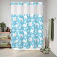 thumbnail image 6 of No Hook Shower Curtain, Tropical Plants Shower Curtains for Bathroom with See Through Top Window, Summer Modern Abstract Camels Sky Blue Waterproof & Washable Bath Curtain Stall 48"x72", 6 of 9