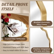 Fahomiss 24 Round Mirror, Gold Wall Mirror with Wavy Frame for Bathroom Vanity