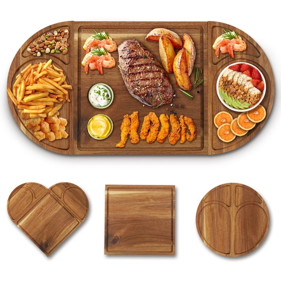 XILAZAB Acacia Wood 3-Piece Magnetic Charcuterie Set - Heart-Shaped Boards for Valentine & Gifting