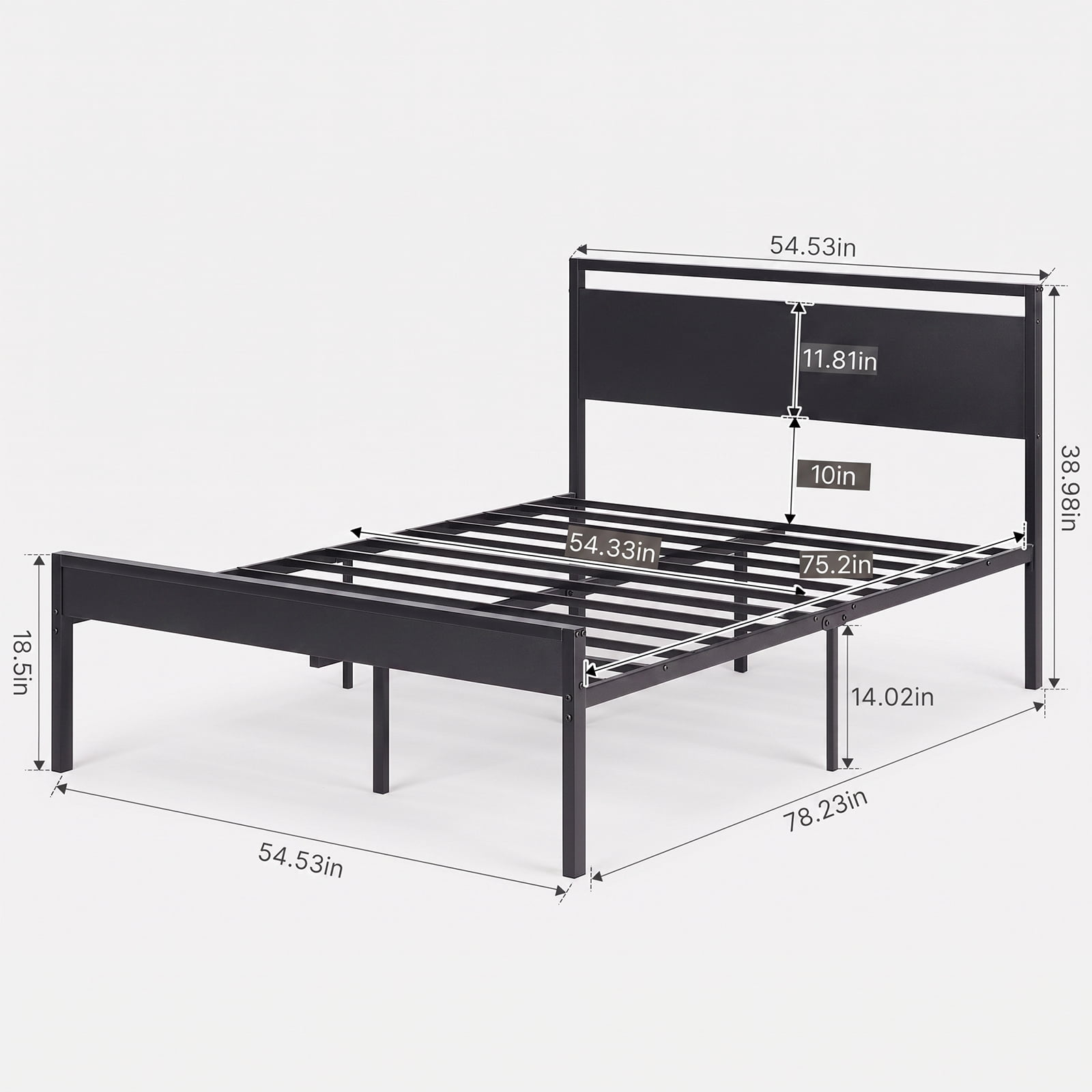 Alvantor Metal Platform Bed Frame, Mattress Foundation with Headboard and and Footboard, No Box Spring Needed Support, Noise Free, Easy Assembly