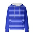 thumbnail image 5 of QATAINLAV Stripe Hooded Sweatshirts Womens Long Sleeve Hoodies Casual Waffle Knit Pullover Tops Outdoor Sweat Shirts with Pocket Best Sales Today Blue M, 5 of 7