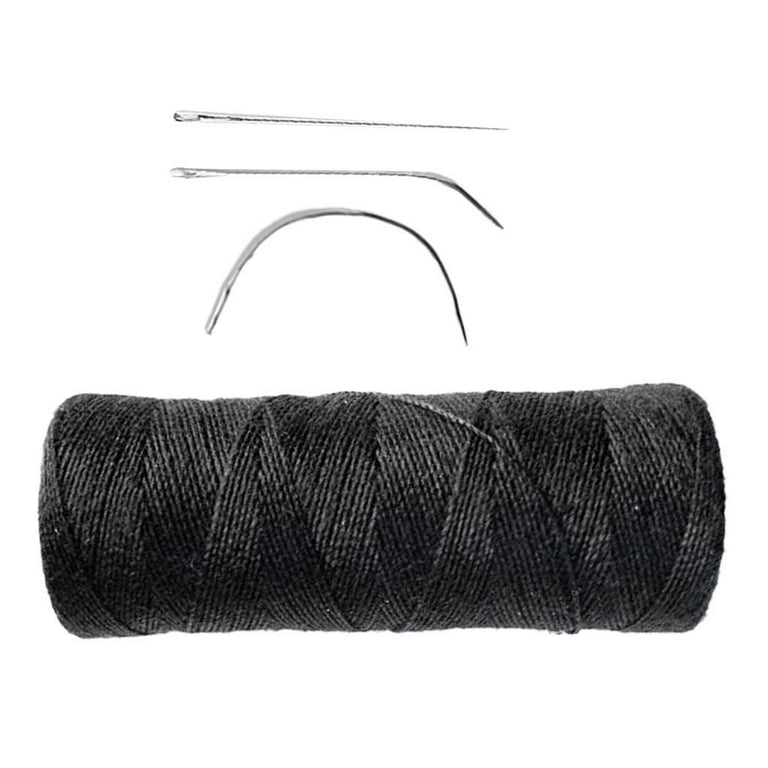 Atimiaza Thick Thread for Sewing Hair, Black Weaving Thread Polyester  Thread for Making Wig, Hair Extension Sewing Thread with 3 Pcs Curved  Needles