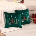 thumbnail image 3 of Christmas Embroidery Throw Pillow Covers 18x18 inch Set of 2 Christmas Dec Velvet Pillowcases Forest Green Xmas Trees Cushion Pillow Cases Soft Square Holiday Pillowcase, 3 of 9