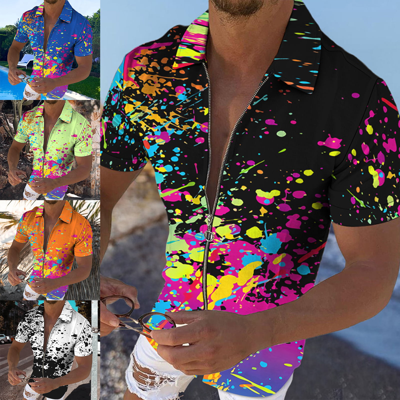 Men Polo 3D Pattern Men Shirts Breathable Men Short Sleeves Summer Beach Tops