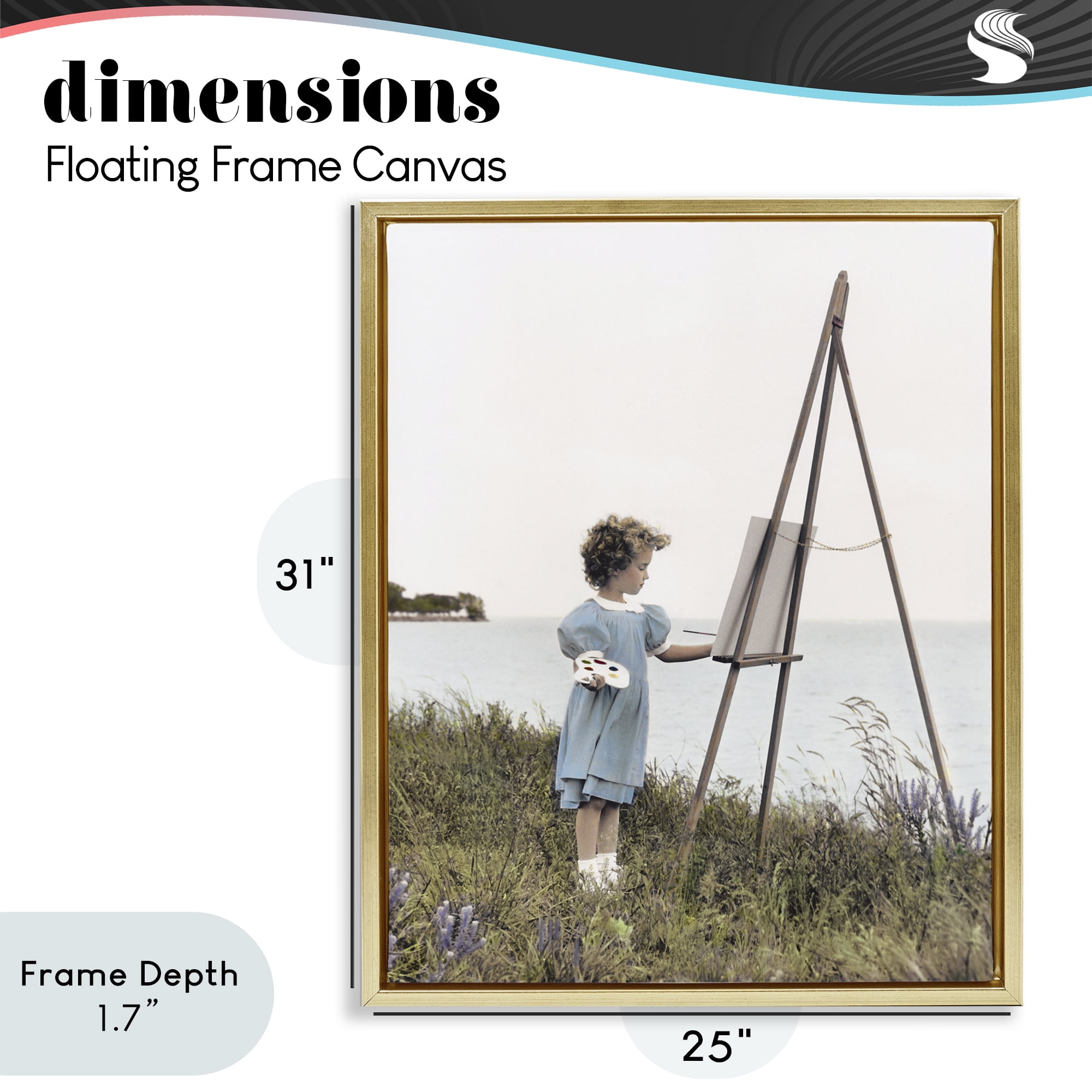 Stupell Industries Child Painting on Easel Gold Framed Floater Canvas Wall Art, design by Kendra Dew
