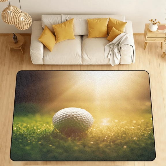 CURLYOOT Golf Print Area Rugs for Living Room Bedroom, 4' 10" x 6' 8" Washable Rug, Floor Carpet with Non Slip Backing for Dining Room Indoor