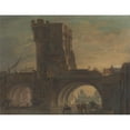 thumbnail image 2 of Paul Sandby 18x15 Black Ornate Wood Framed Double Matted Museum Art Print Titled - Old Bridge at Shrewsbury, 2 of 5