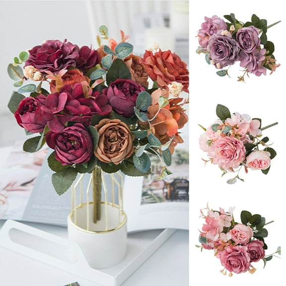 D-GROEE Artificial Rose Flowers Faux Silk Flowers Retro Looking Rose for Home Bridal Wedding Party Festival Decor