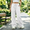thumbnail image 7 of HomeDM Women's Sweatpants with Pockets Athletic Joggers Workout Pants White Elastic Drawstring Waist Size 3XL, 7 of 7