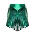 thumbnail image 4 of Doomiva Women's Metallic Booty Shorts Shiny Cheeky High Waisted Fringed Bottoms Hot Pants Green XXL, 4 of 5