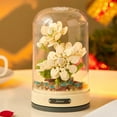 thumbnail image 4 of Building Blocks Flowers Bouquet Set with Music Box and Dust-Proof Dome,Simulation Artificial Particle Flower Collection Construction Building Bricks Toy,Home Decor (White Jasmine), 4 of 5