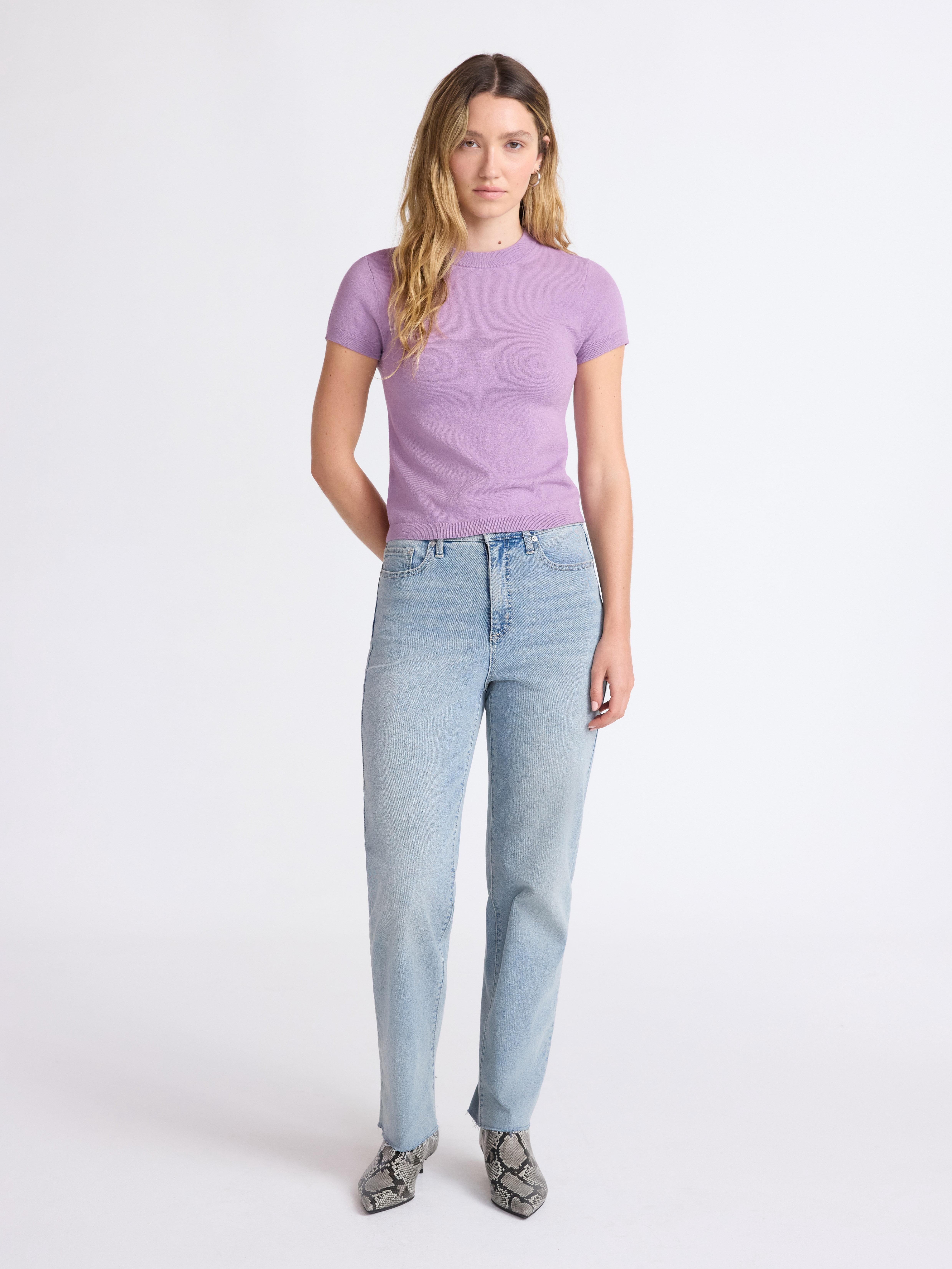 Scoop Women's and Women’s Plus Sweater Tee with Short Sleeves, Lightweight, Sizes XS-4X