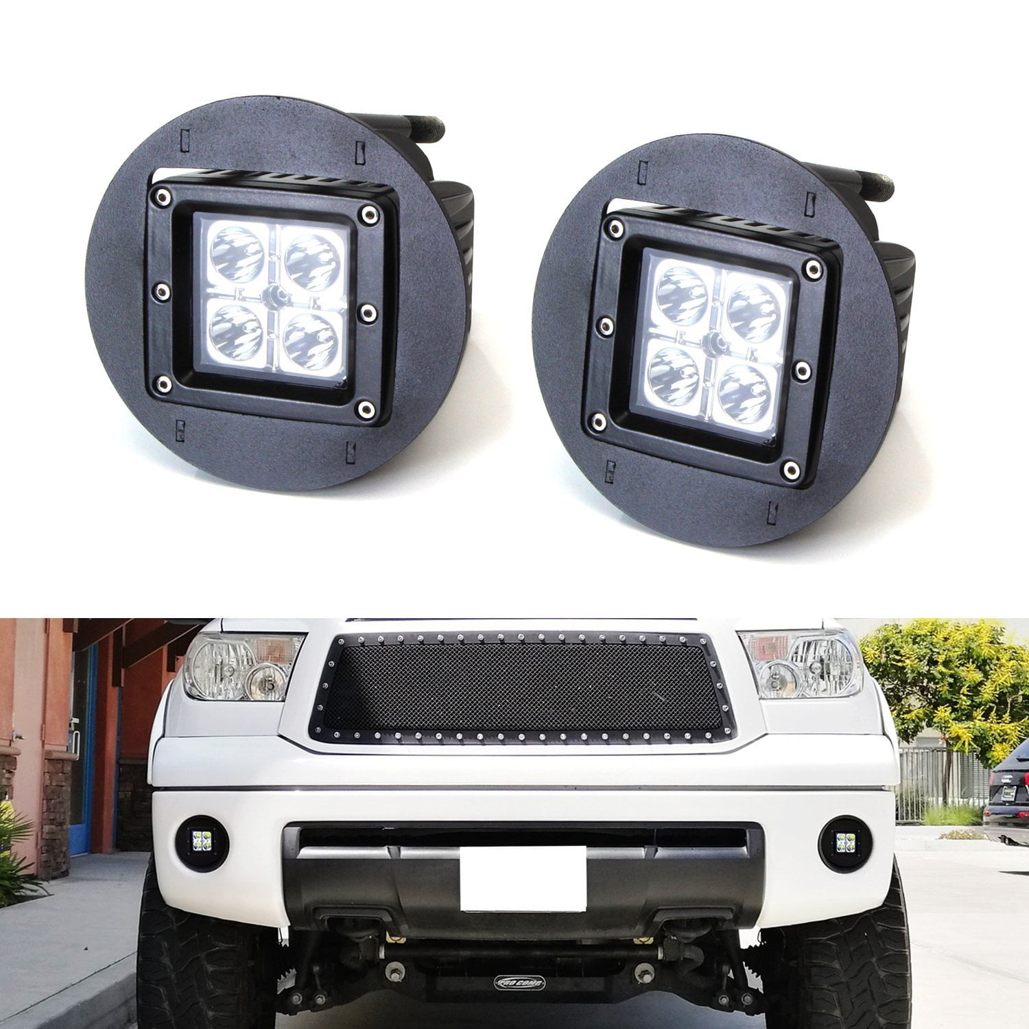 iJDMTOY LED Pod Light Fog Lamp Kit Compatible With Toyota Tundra