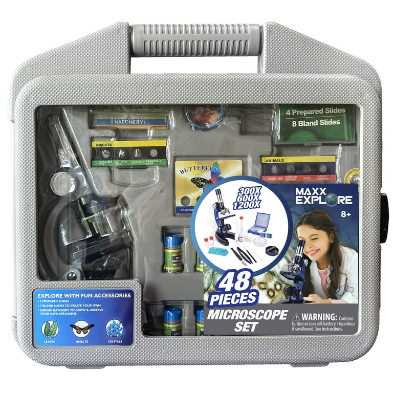 Maxx Explore 48 Piece Microscope Set - Beginner STEM Kit with