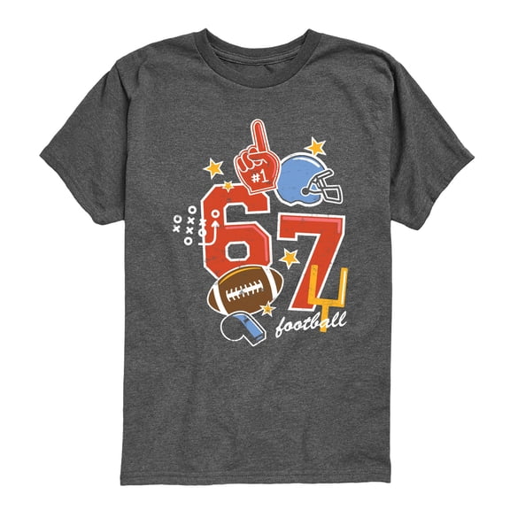 Instant Message - 67 Football Patches - Youth Boys Short Sleeve Graphic T-Shirt