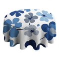 thumbnail image 4 of Blue Pioneer Flower Round Tablecloth 60" X 60",Wrinkle Wipeable Table Cloth for Kitchen Dining Room Picnic Patio Party, 4 of 6